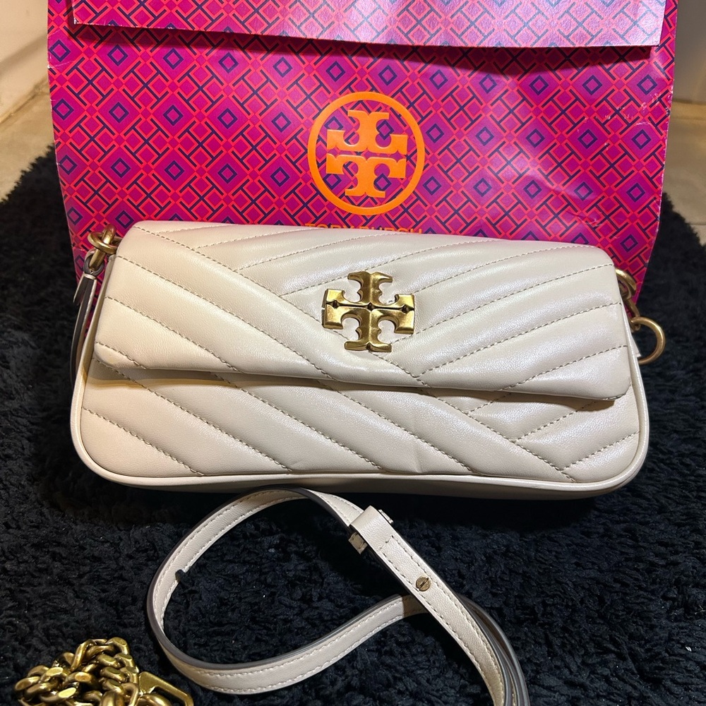 Tory Burch White Quilted Crossbody Bag